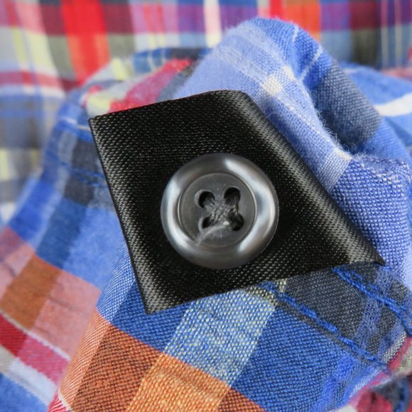 J. Campbell* Men's Short Sleeve Button Down Curved Hem‎ Plaid Shirt~ Size Medium - Picture 6 of 13